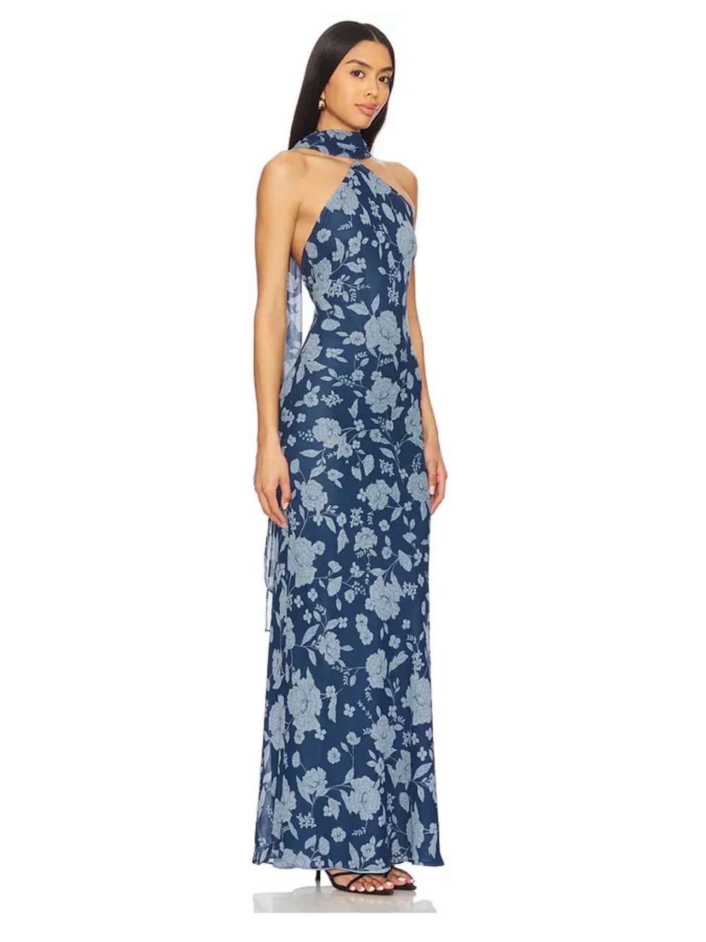 x Revolve Stone Cold Fox Avery Gown in Blue Floral NWT
